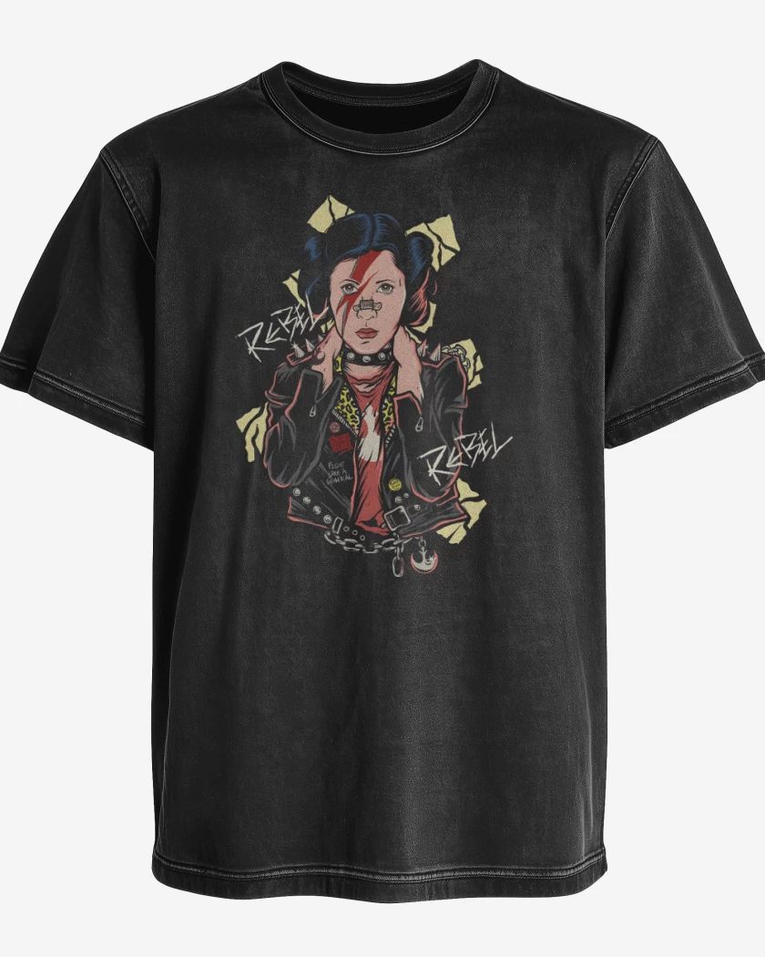 Polera desgastada Negro de Rebel Rebel