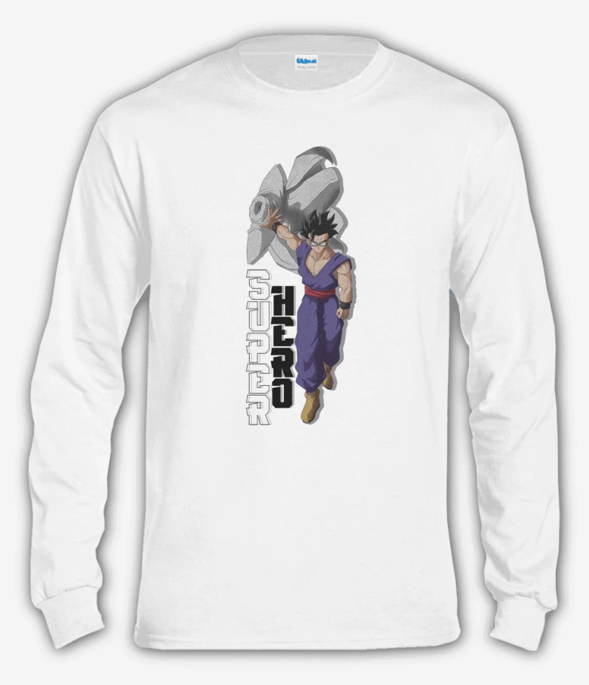 Polera manga larga Blanco de Gohan Super Hero