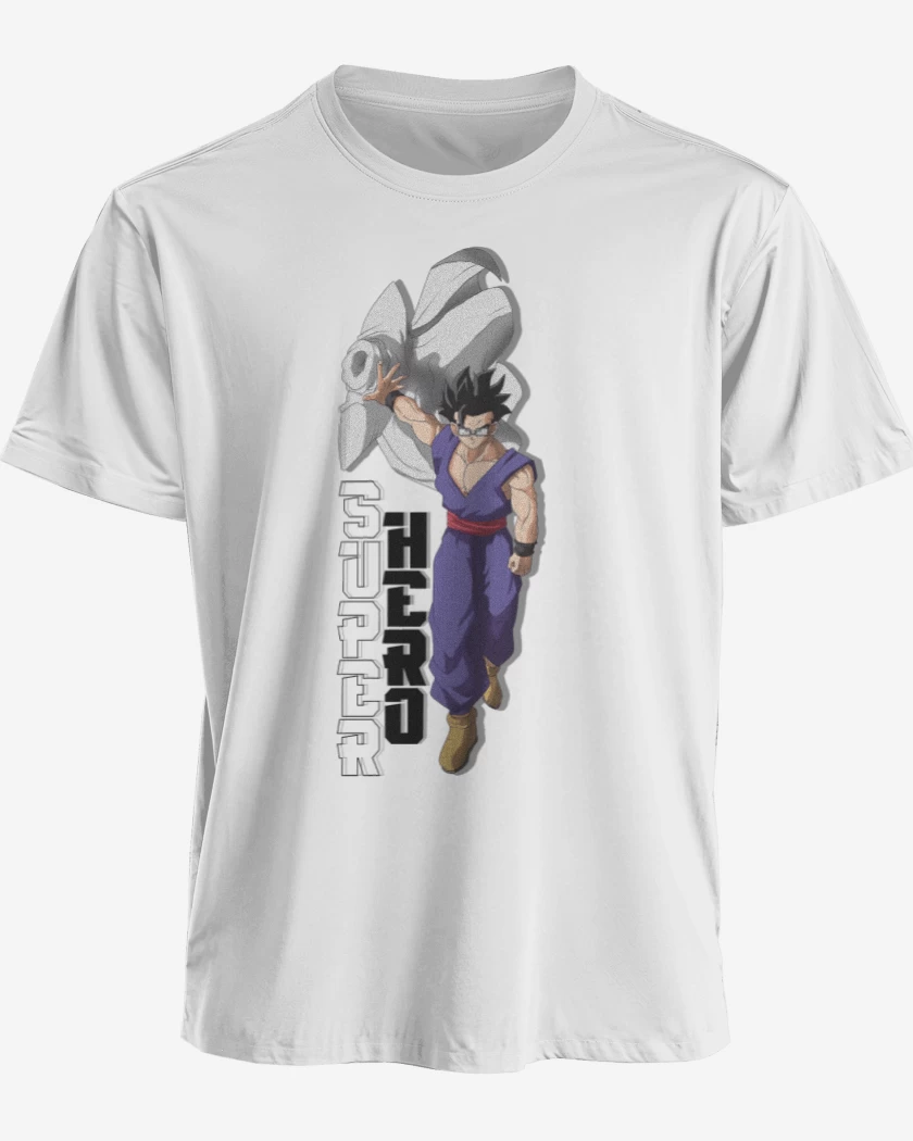 Polera premium Blanco de Gohan Super Hero