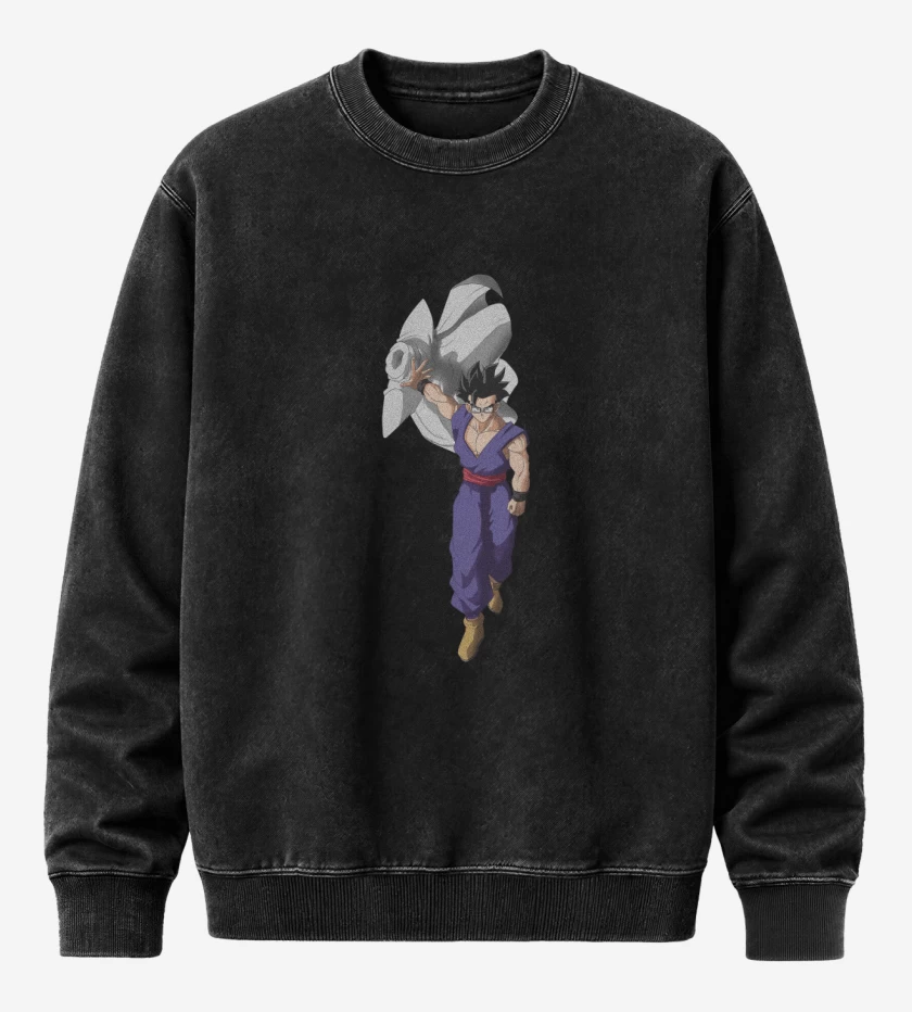 Poleron Polo Acid Wash Negro de Gohan Super Hero
