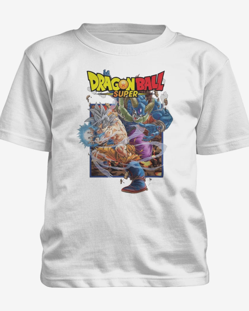 Polera de niño Blanco de Goku vs Moro