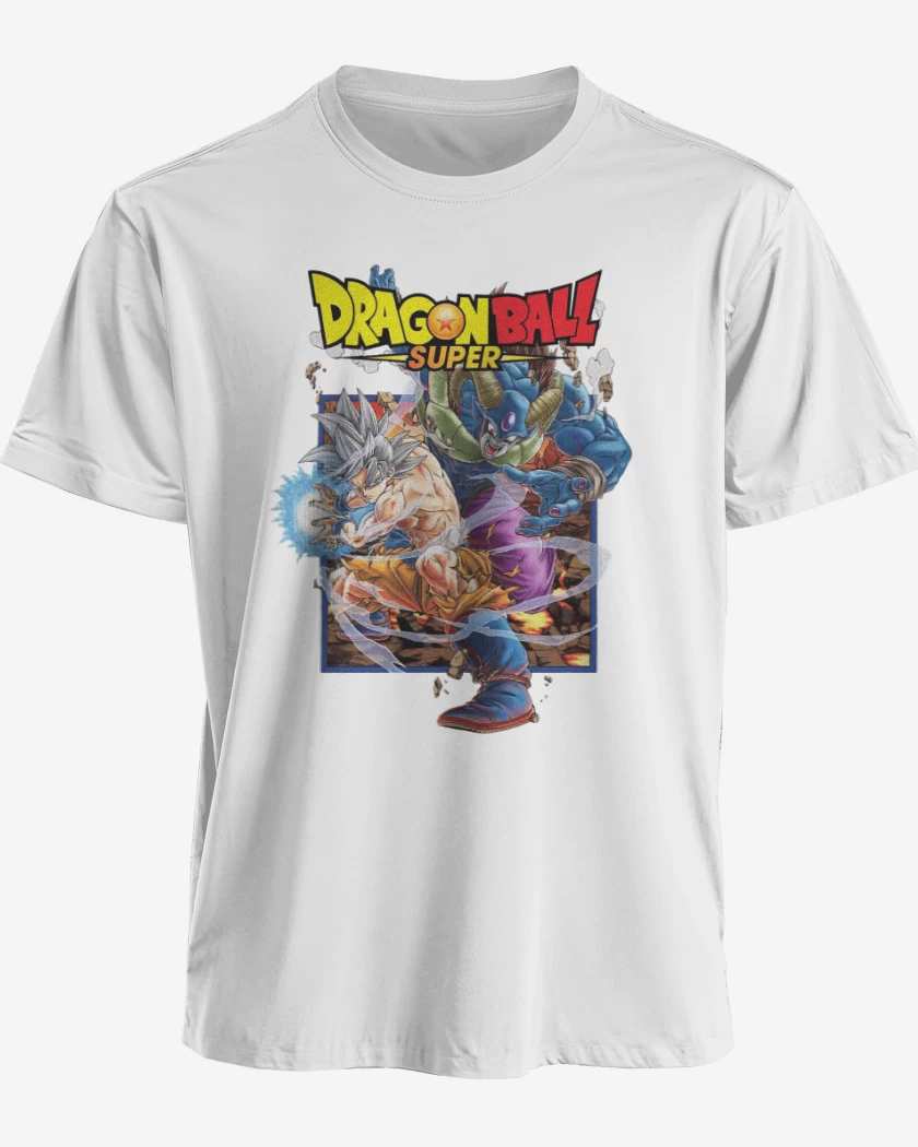 Polera premium Blanco de Goku vs Moro