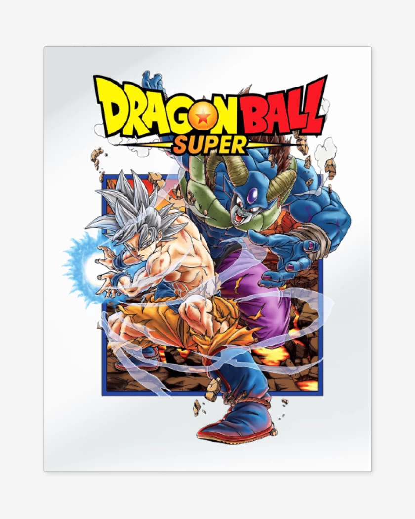 Print metalico Blanco de Goku vs Moro