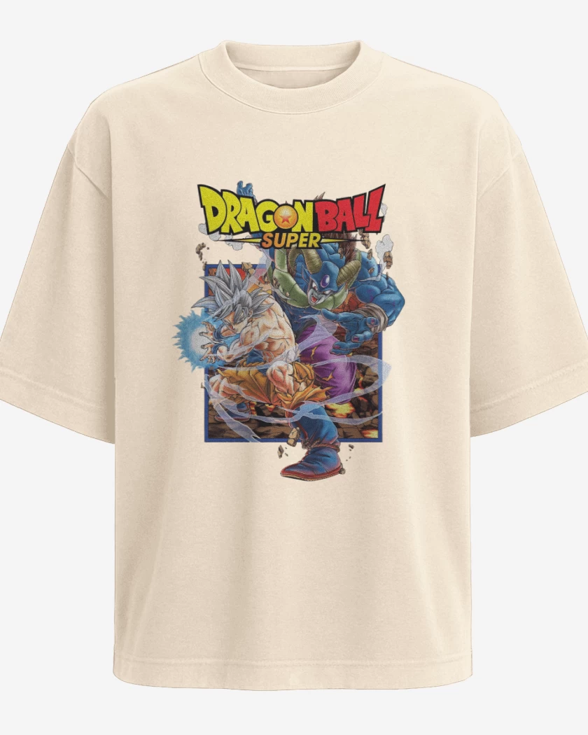 Polera Oversize Beige de Goku vs Moro