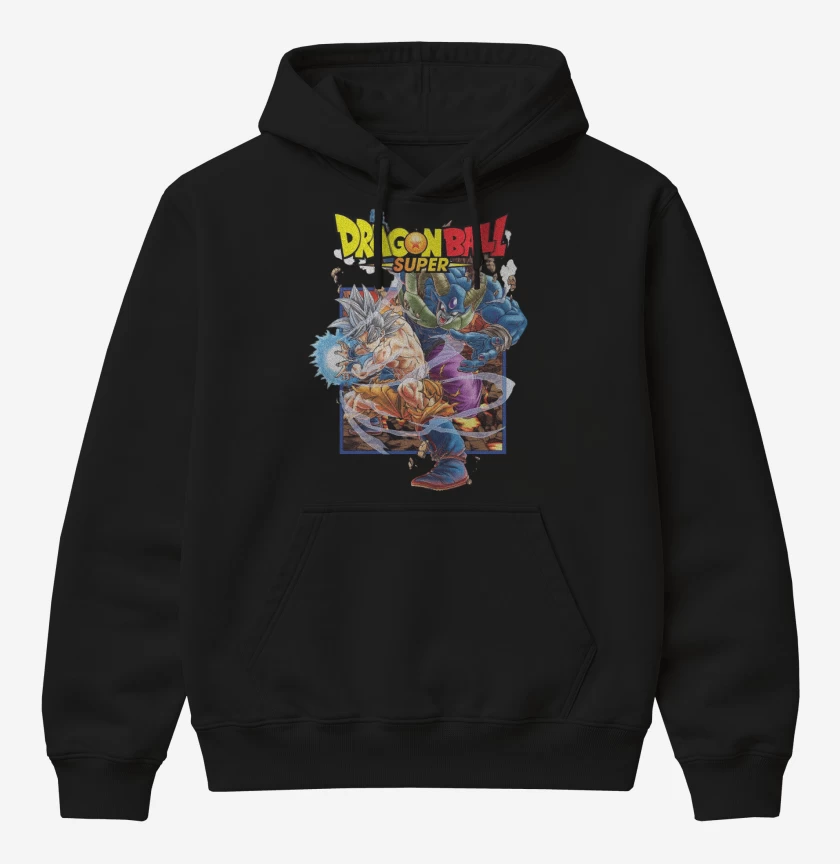 Poleron Canguro básico Negro de Goku vs Moro