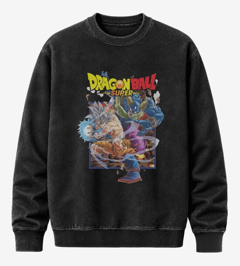 Poleron Polo Acid Wash Negro de Goku vs Moro