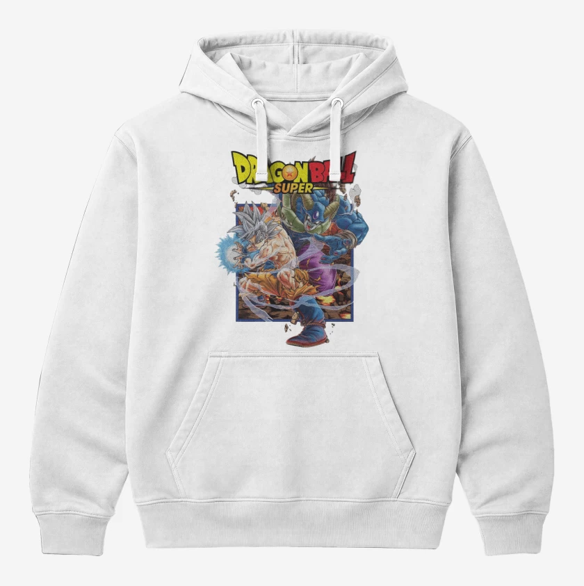 Polerón Canguro Blanco de Goku vs Moro