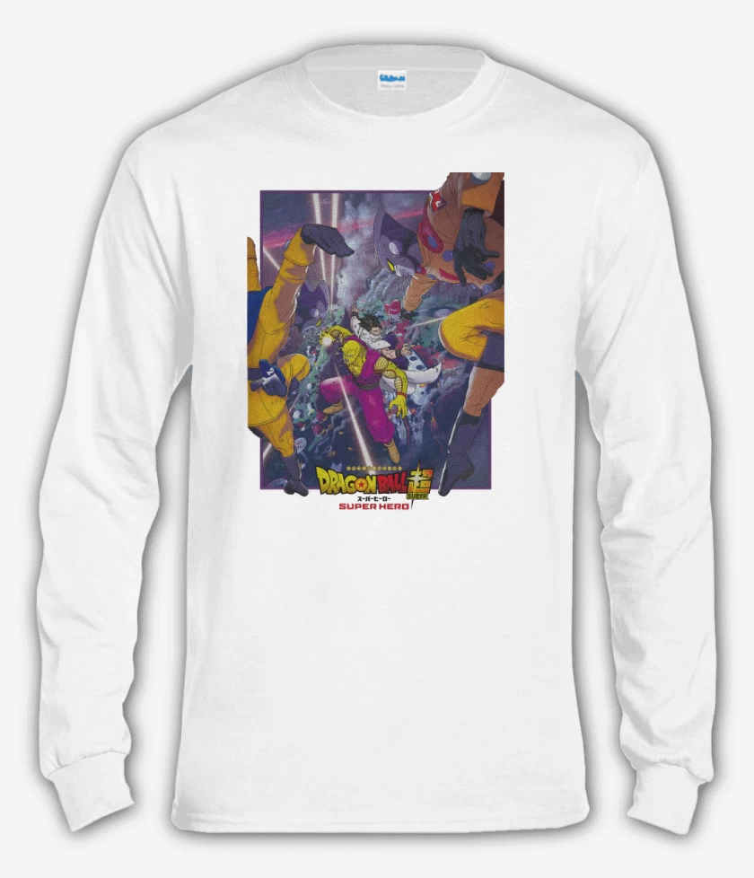 Polera manga larga Blanco de Dragon ball Super hero Poster