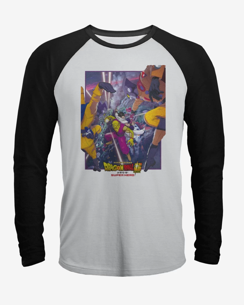 Polera Raglan Blanco / Negro de Dragon ball Super hero Poster