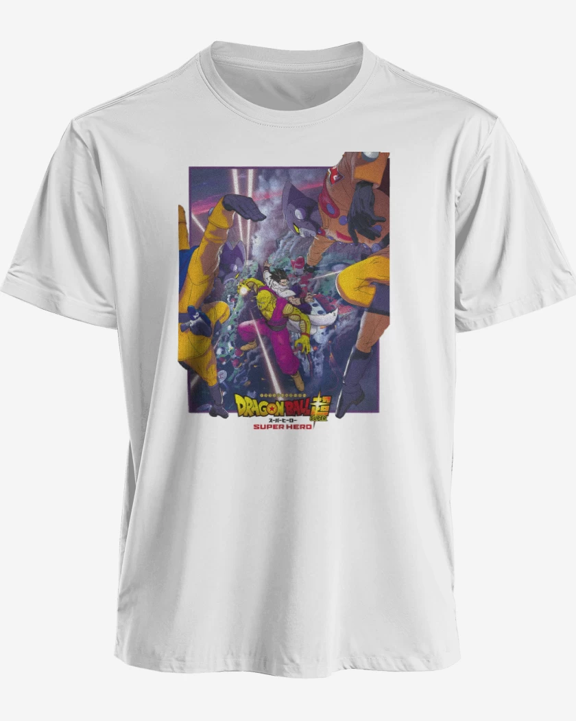 Polera premium Blanco de Dragon ball Super hero Poster