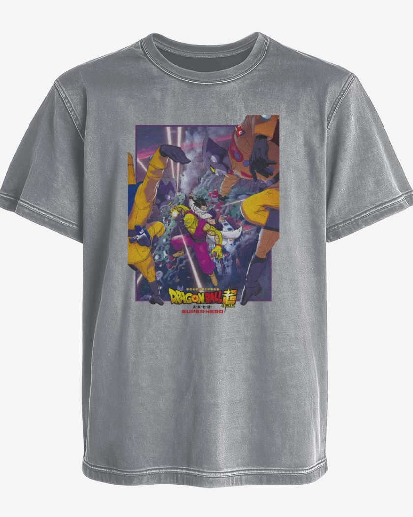 Polera desgastada Gris Melange de Dragon ball Super hero Poster
