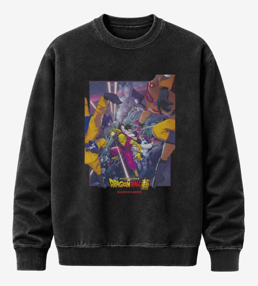 Poleron Polo Acid Wash Negro de Dragon ball Super hero Poster