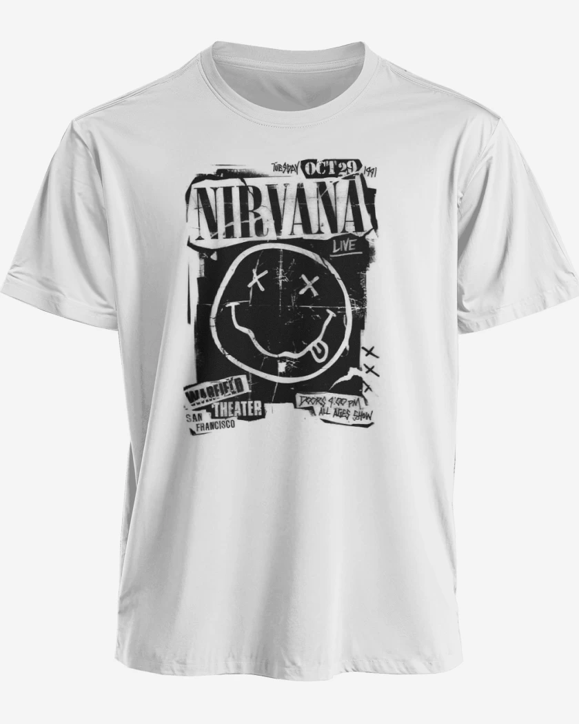 Polera premium Blanco de Nirvana Live