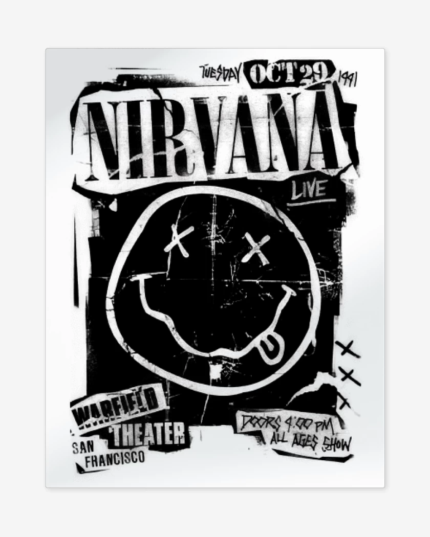 Print metalico Blanco de Nirvana Live