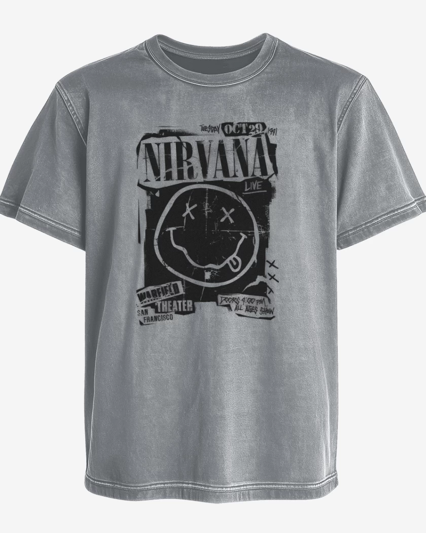 Polera desgastada Gris Melange de Nirvana Live