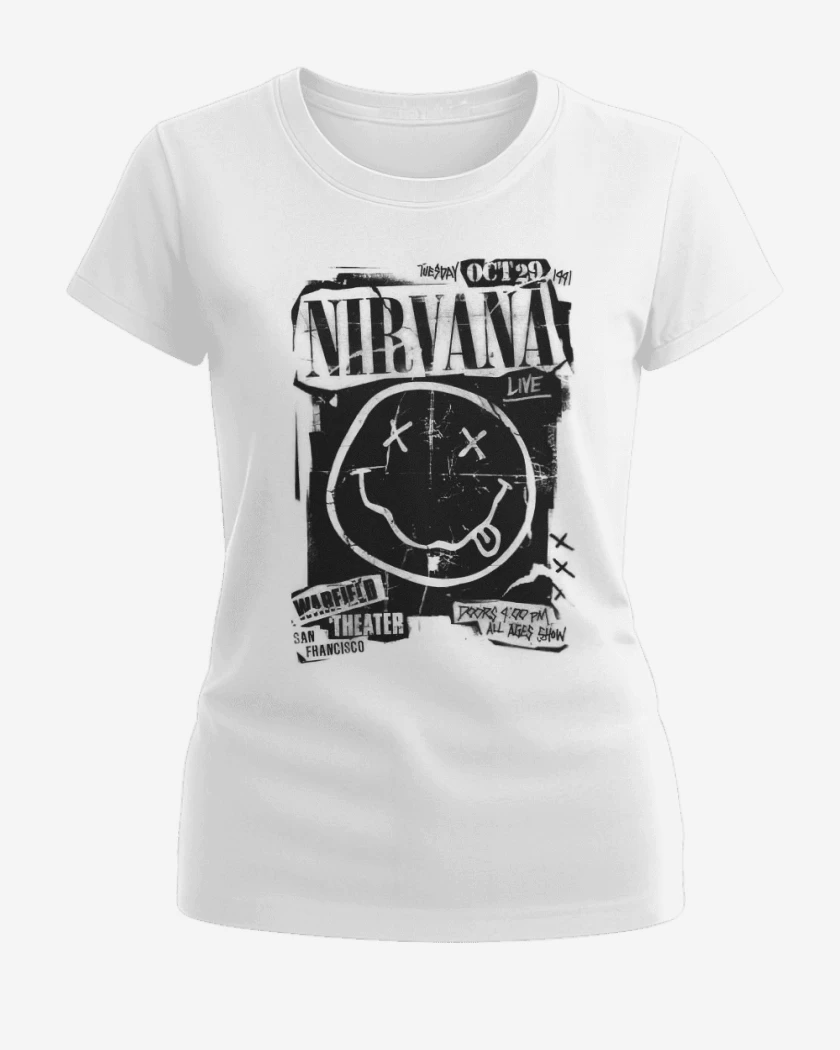 Polera de Mujer Blanco de Nirvana Live