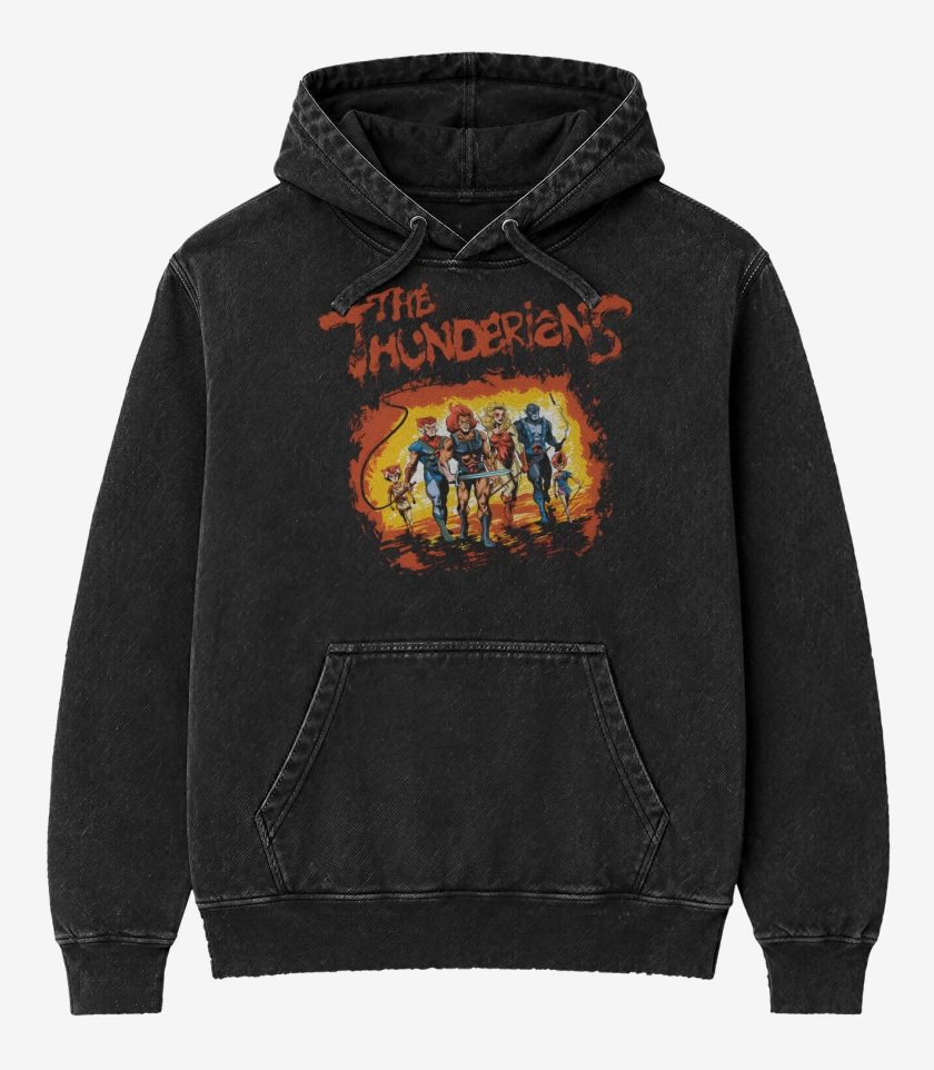 Poleron Canguro Acid Wash Negro de The Thunderians
