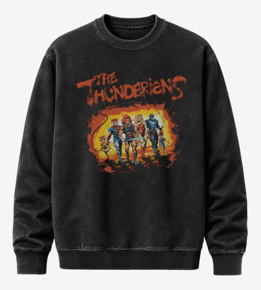 Poleron Polo Acid Wash Negro de The Thunderians