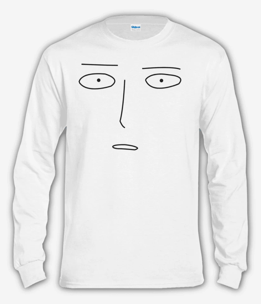 Polera manga larga Blanco de Saitama Face