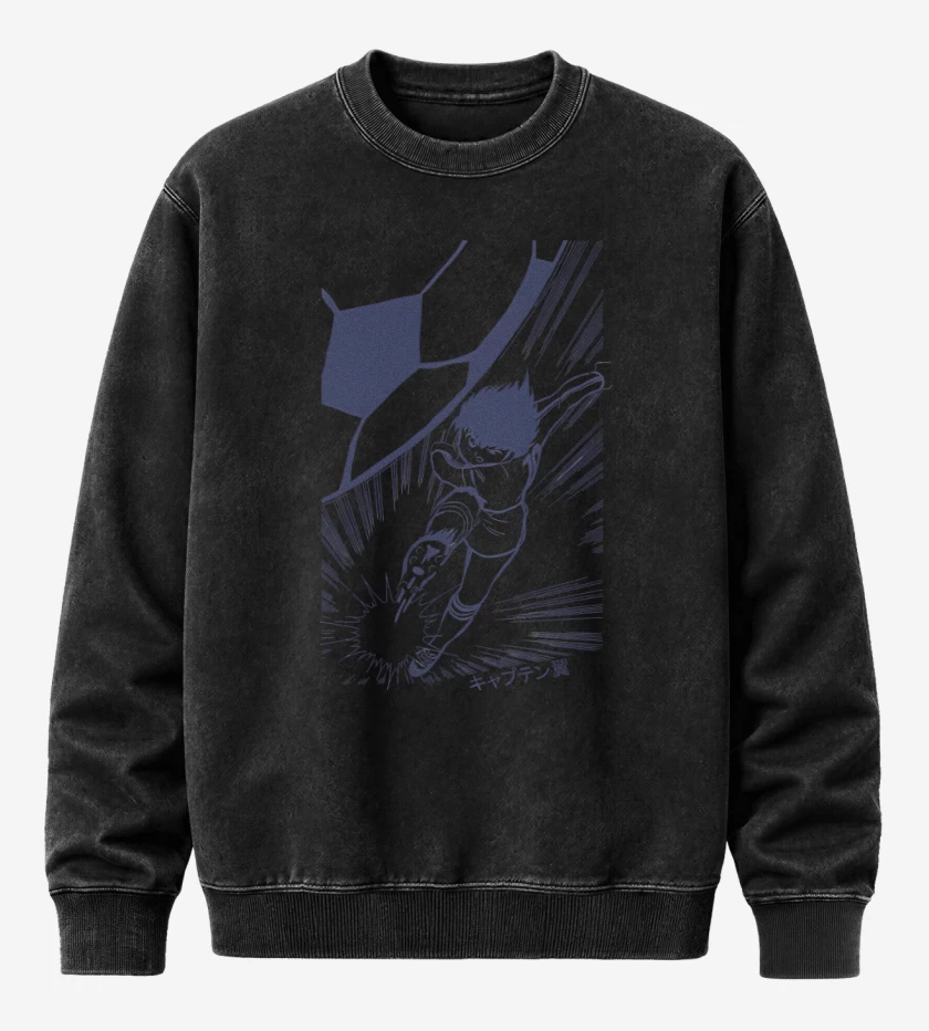 Poleron Polo Acid Wash Negro de Tsubasa|