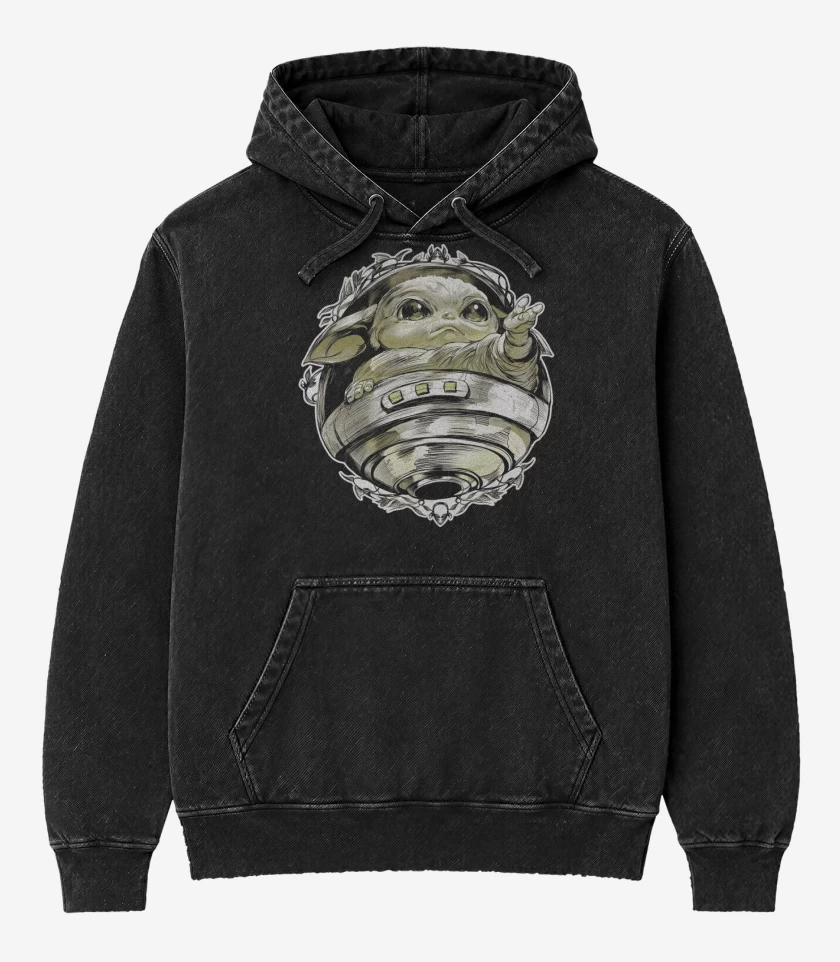 Poleron Canguro Acid Wash Negro de The Baby