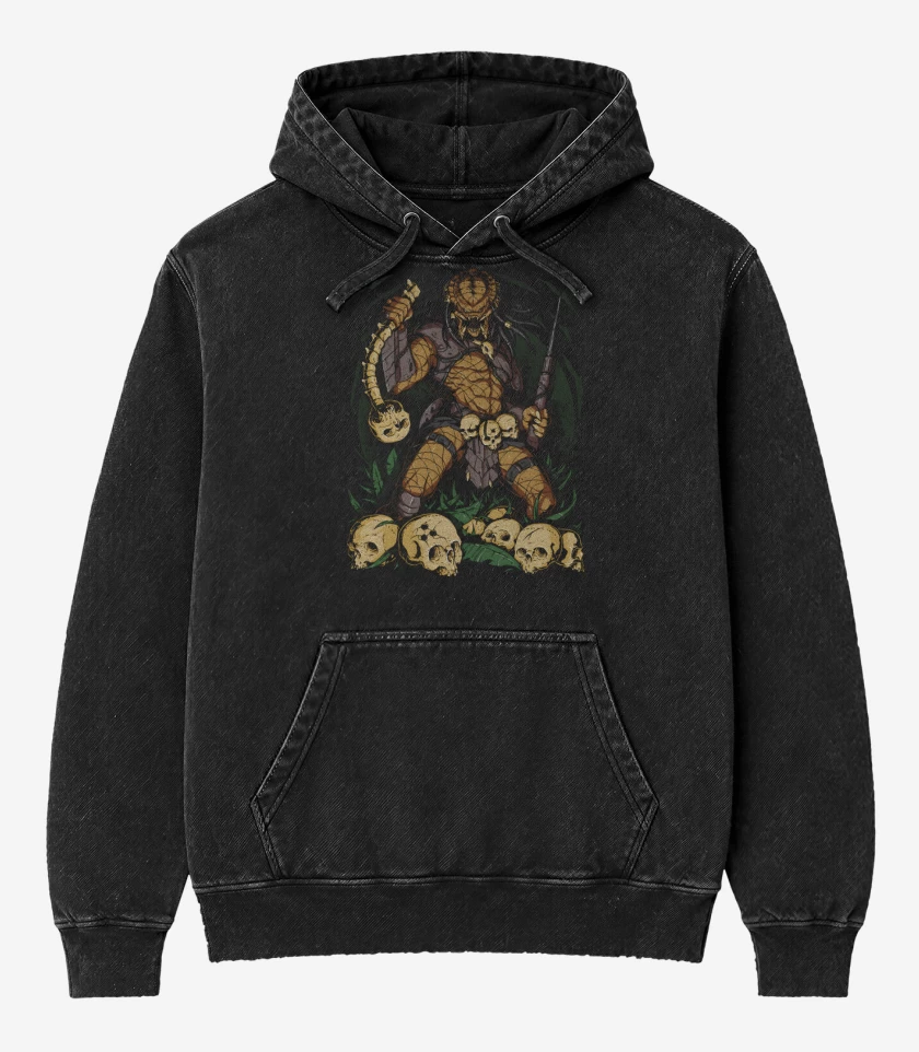 Poleron Canguro Acid Wash Negro de El Depredador