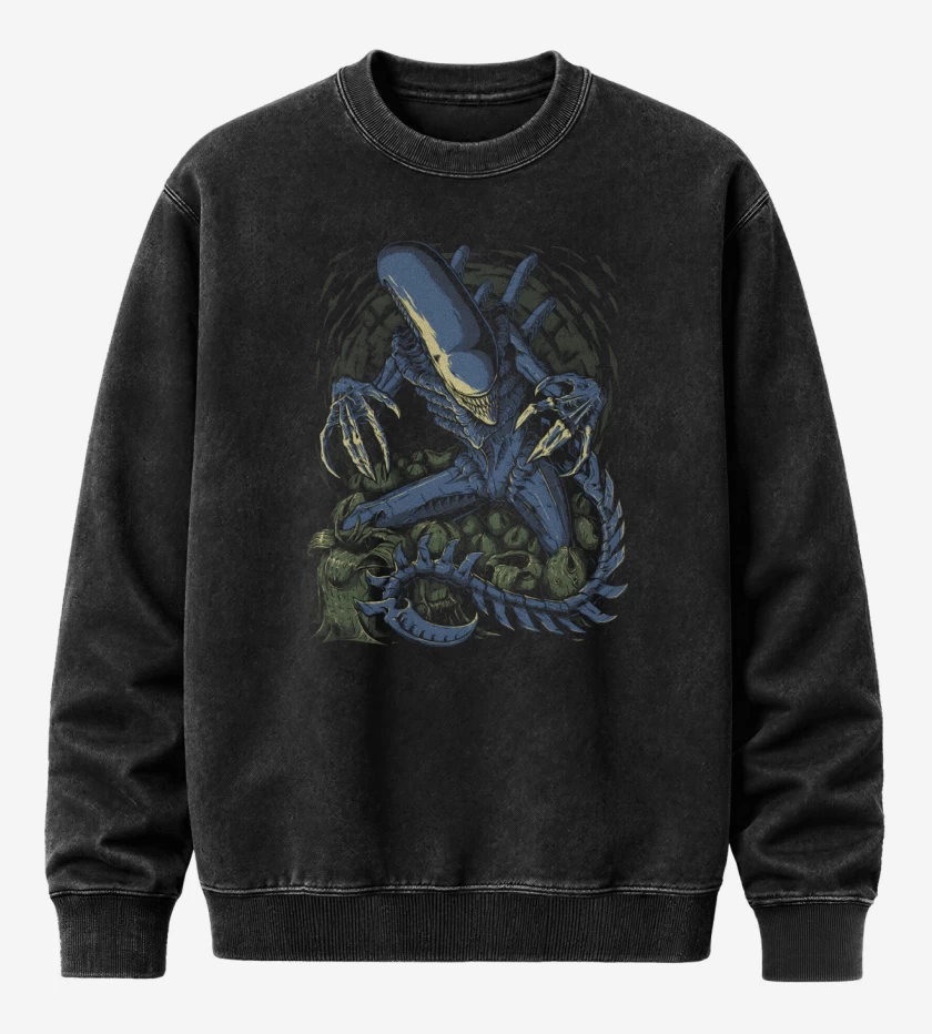 Poleron Polo Acid Wash Negro de El Alien