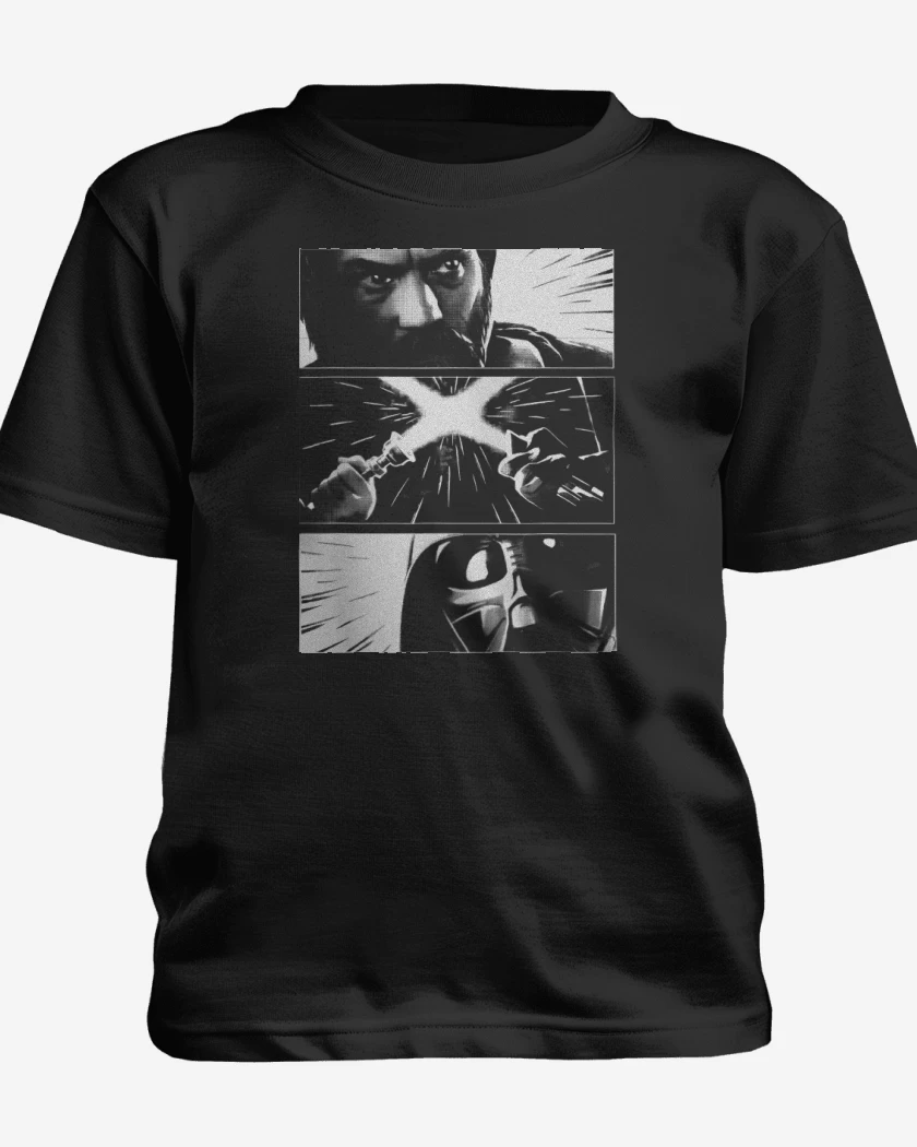 Polera de niño Negro de Obi wan vs Darth Vader