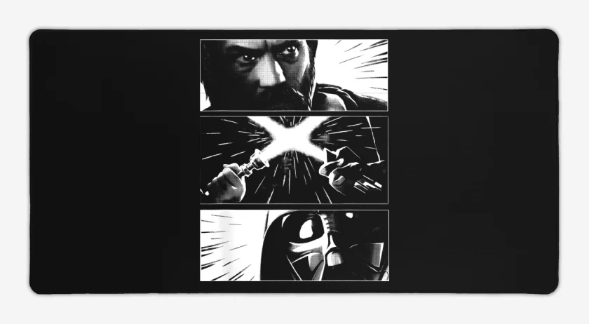Mouse pad Gamer Negro de Obi wan vs Darth Vader