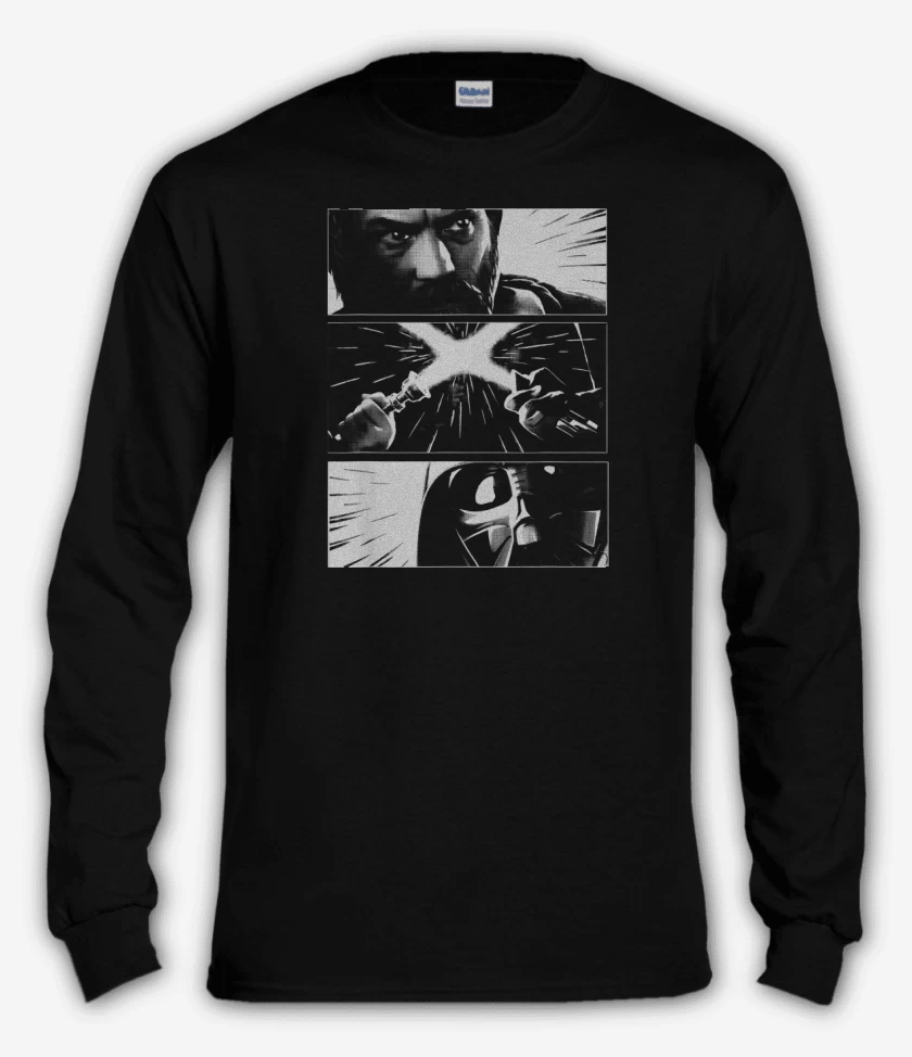 Polera manga larga Negro de Obi wan vs Darth Vader