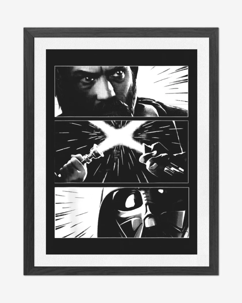 Cuadro decorativo Negro de Obi wan vs Darth Vader