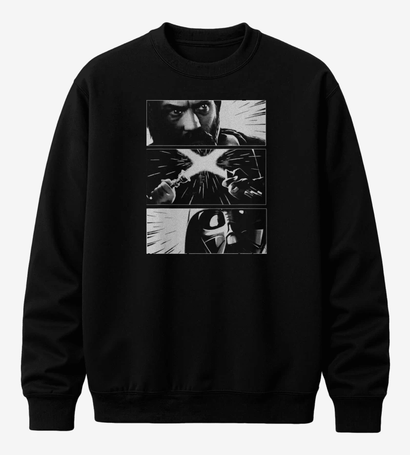 Poleron polo Negro de Obi wan vs Darth Vader
