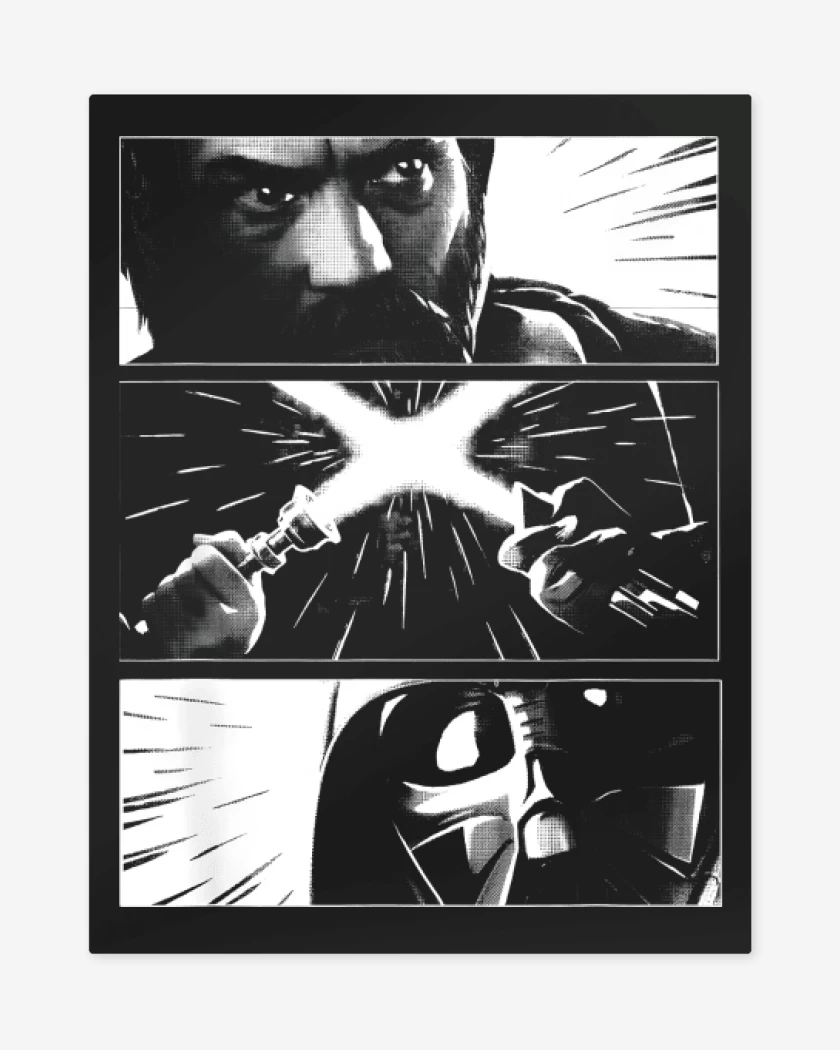 Print metalico Negro de Obi wan vs Darth Vader