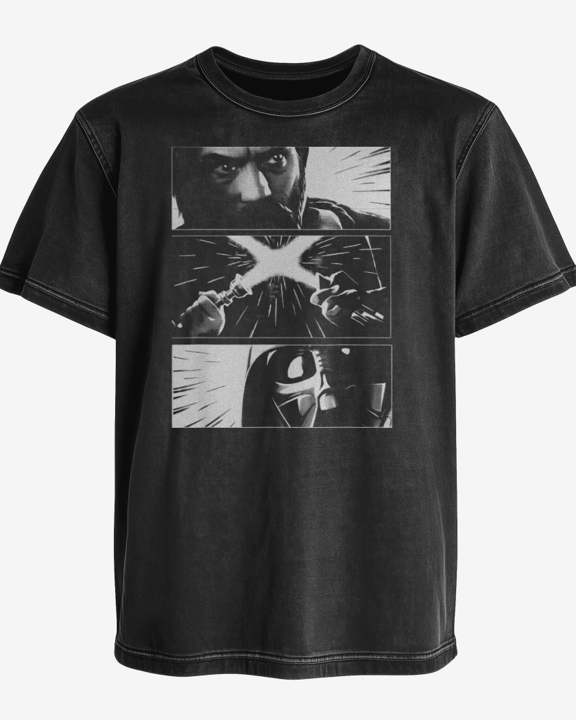 Polera desgastada Negro de Obi wan vs Darth Vader