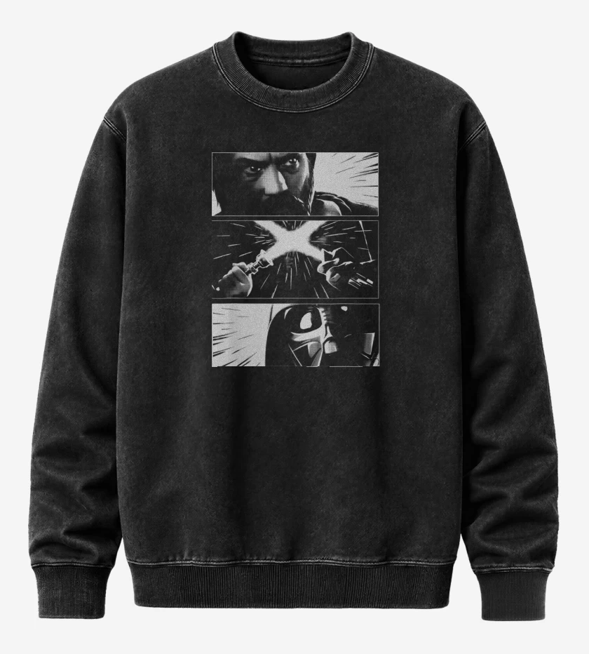 Poleron Polo Acid Wash Negro de Obi wan vs Darth Vader