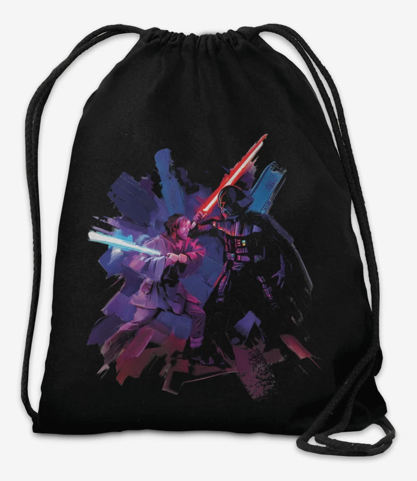 Mochila Negro de Vader vs Kenobi 