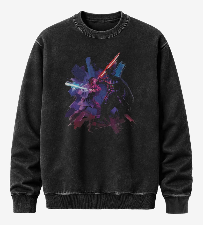 Poleron Polo Acid Wash Negro de Vader vs Kenobi 