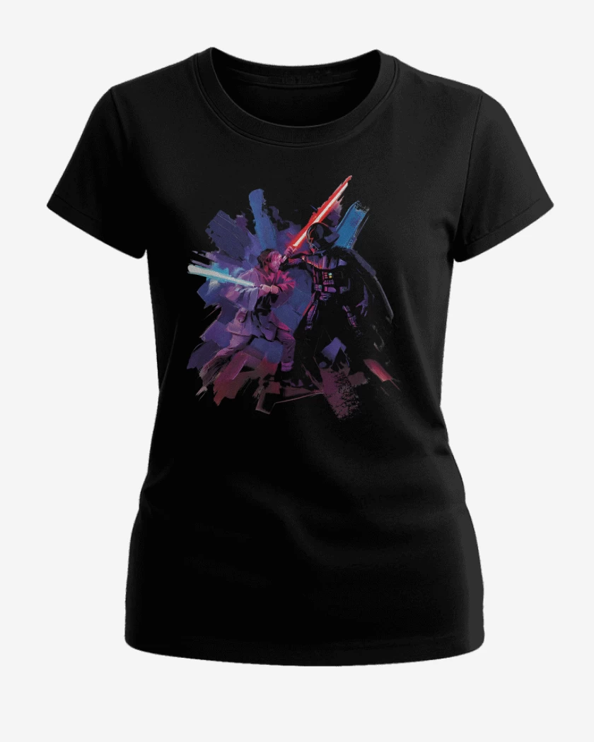 Polera de Mujer Negro de Vader vs Kenobi 