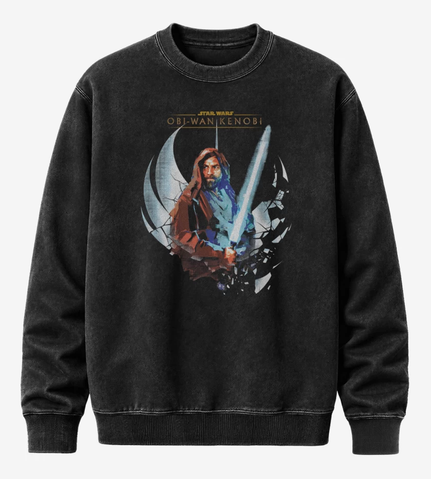 Poleron Polo Acid Wash Negro de Obi Wan Kenobi