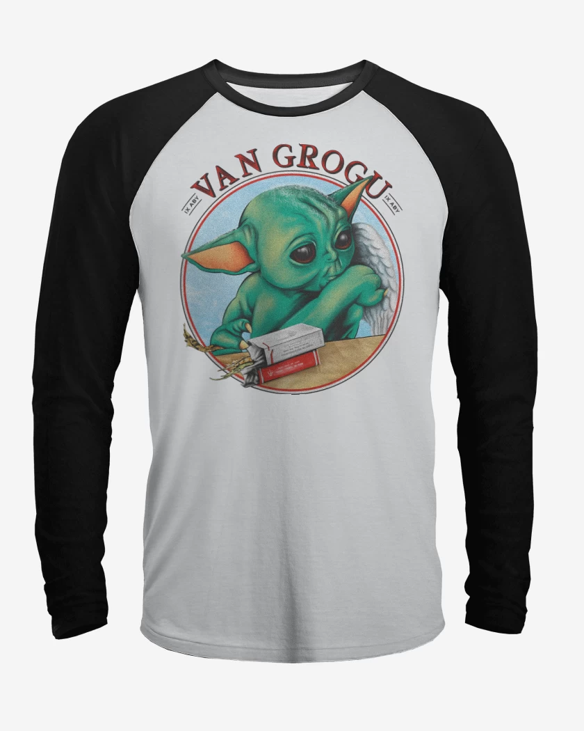 Polera Raglan Blanco / Negro de Van Grogu