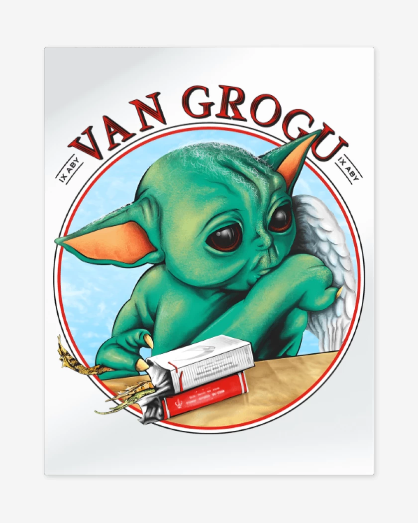 Print metalico Blanco de Van Grogu