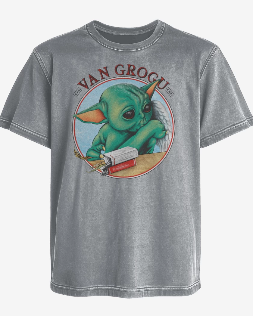 Polera desgastada Gris Melange de Van Grogu