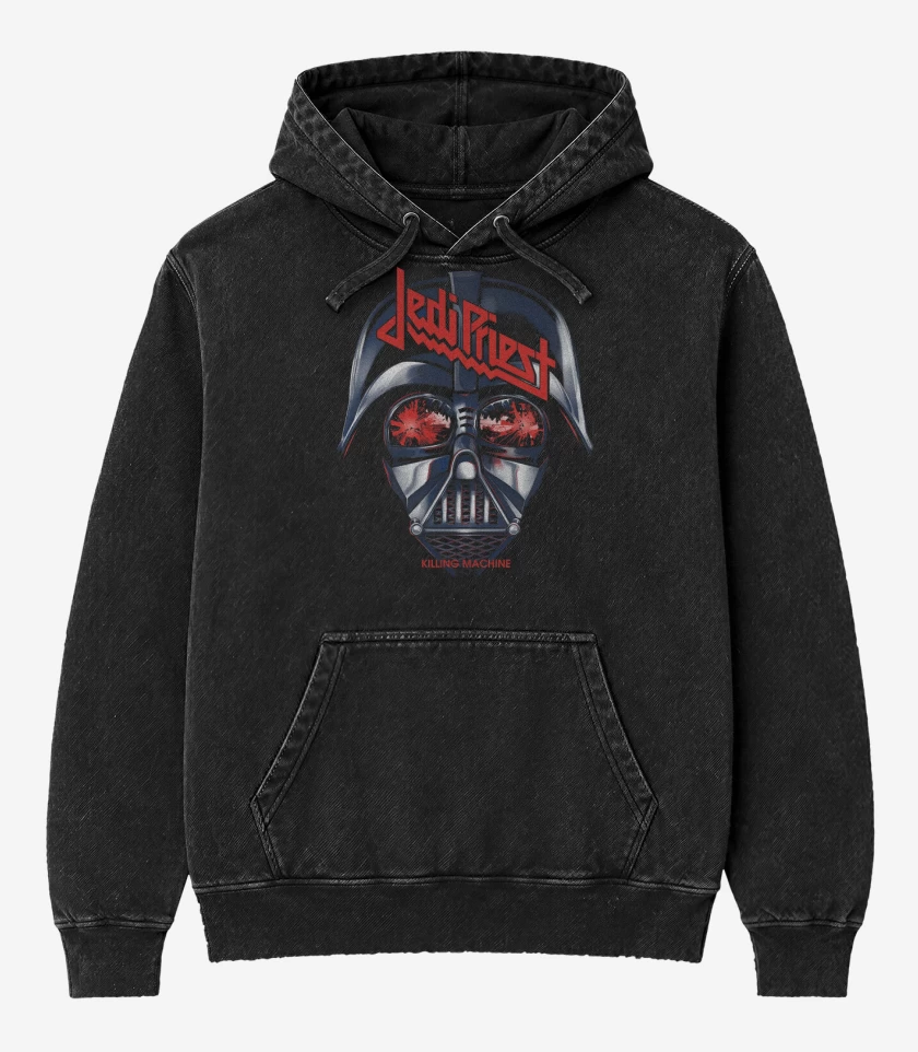 Poleron Canguro Acid Wash Negro de Jedi Priest Killing Machine
