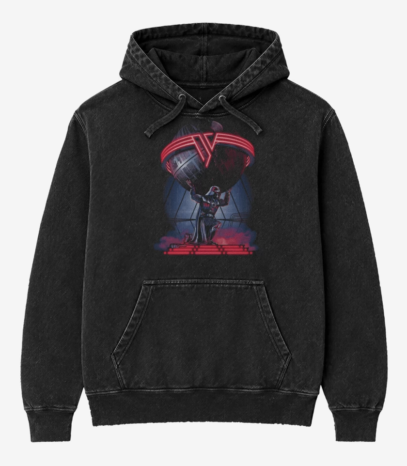Poleron Canguro Acid Wash Negro de Darth Halen