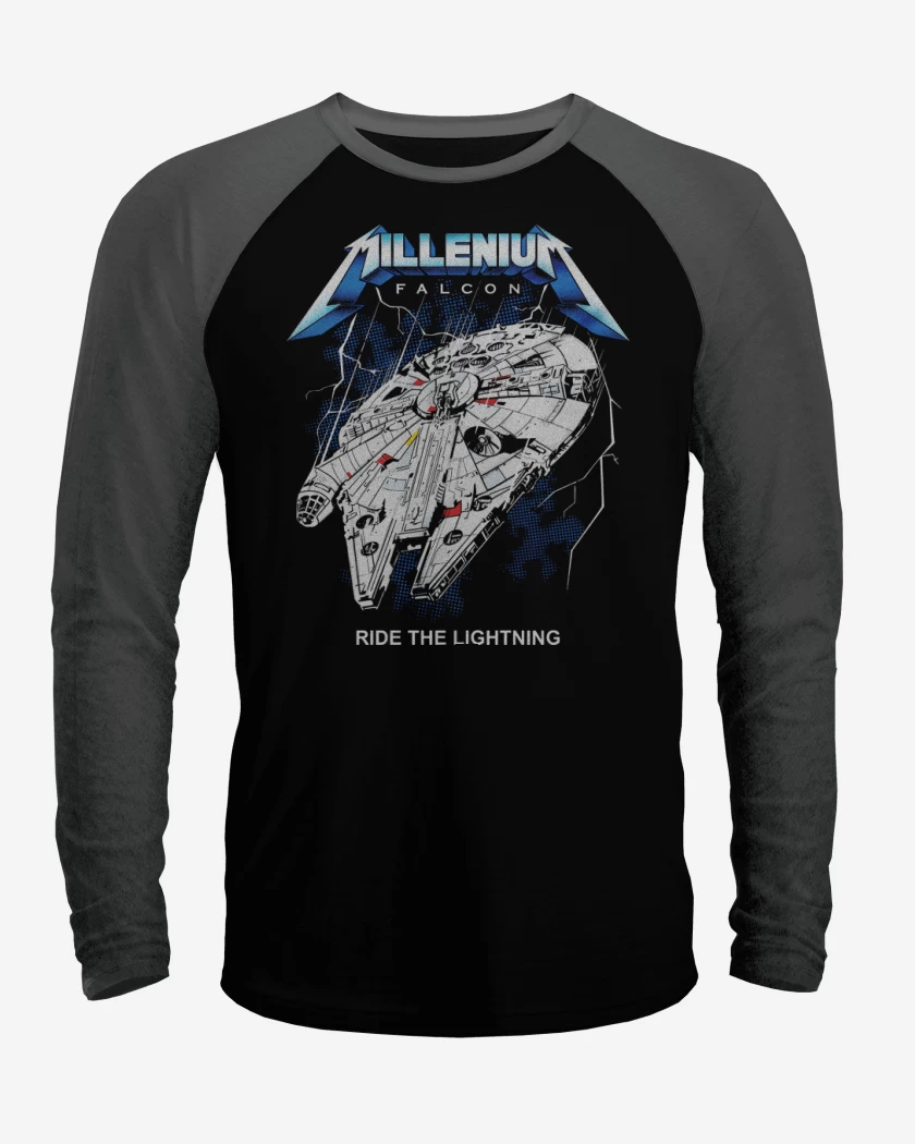 Polera Raglan Negro / Negro Heather de Millenium Falcon