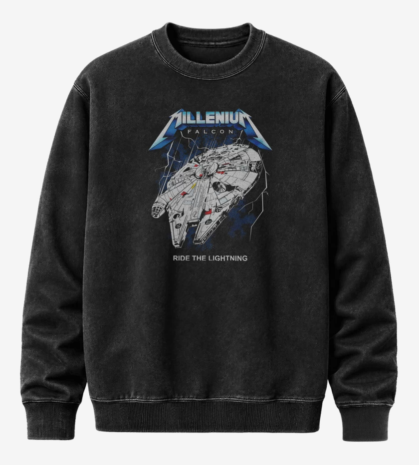 Poleron Polo Acid Wash Negro de Millenium Falcon