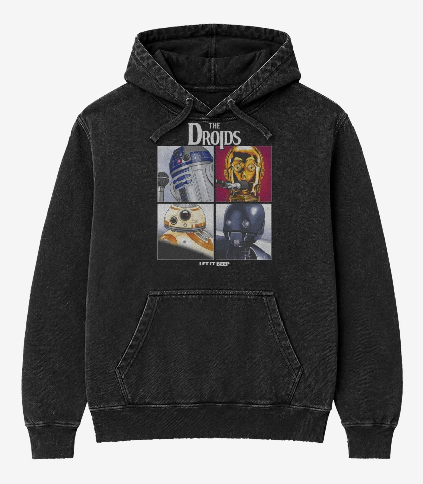 Poleron Canguro Acid Wash Negro de The Droids II