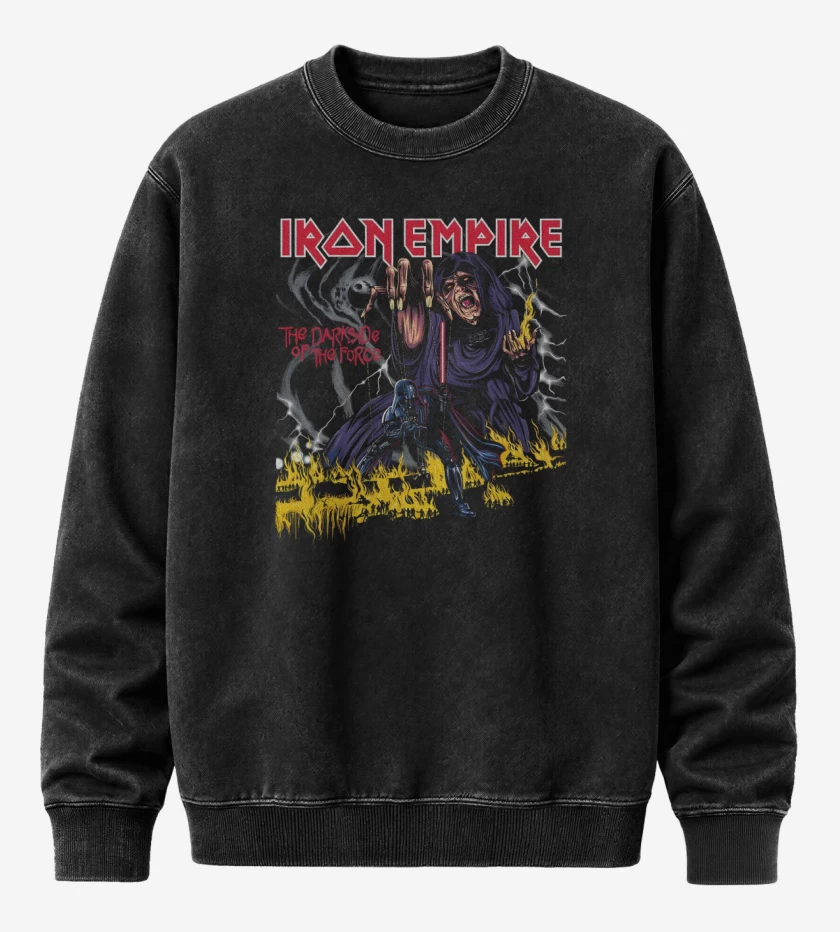 Poleron Polo Acid Wash Negro de Iron Empire 