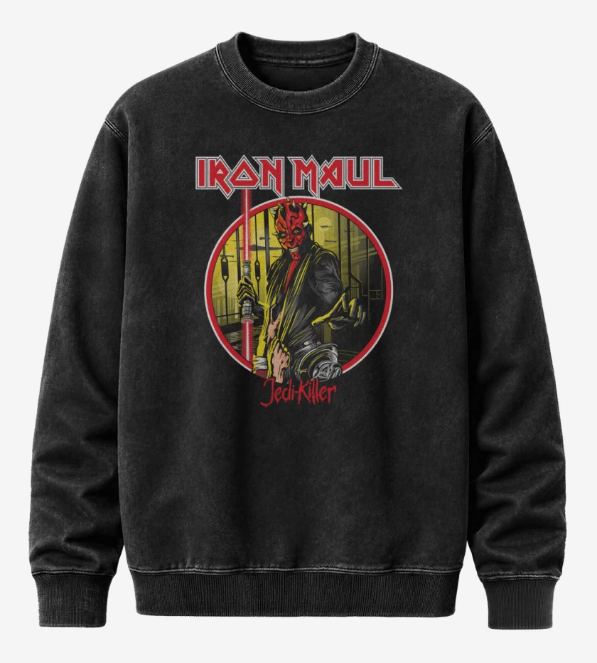 Poleron Polo Acid Wash Negro de Iron Maul