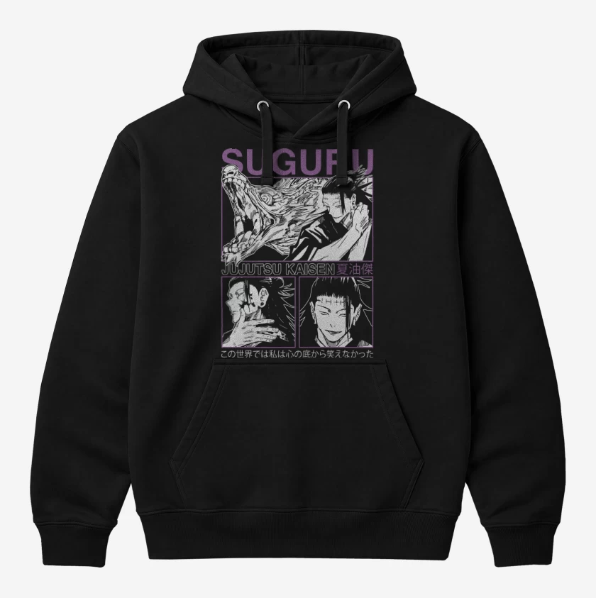 Polerón Canguro Negro de Suguru Geto
